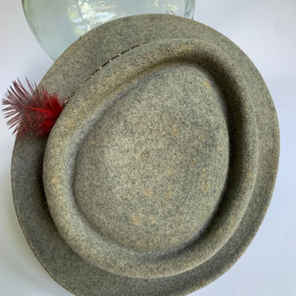 J. A. Miller Co. St. Paul MN Vintage Fedora Felt Microfelt Hat Gray Feathered - Picture 5 of 10